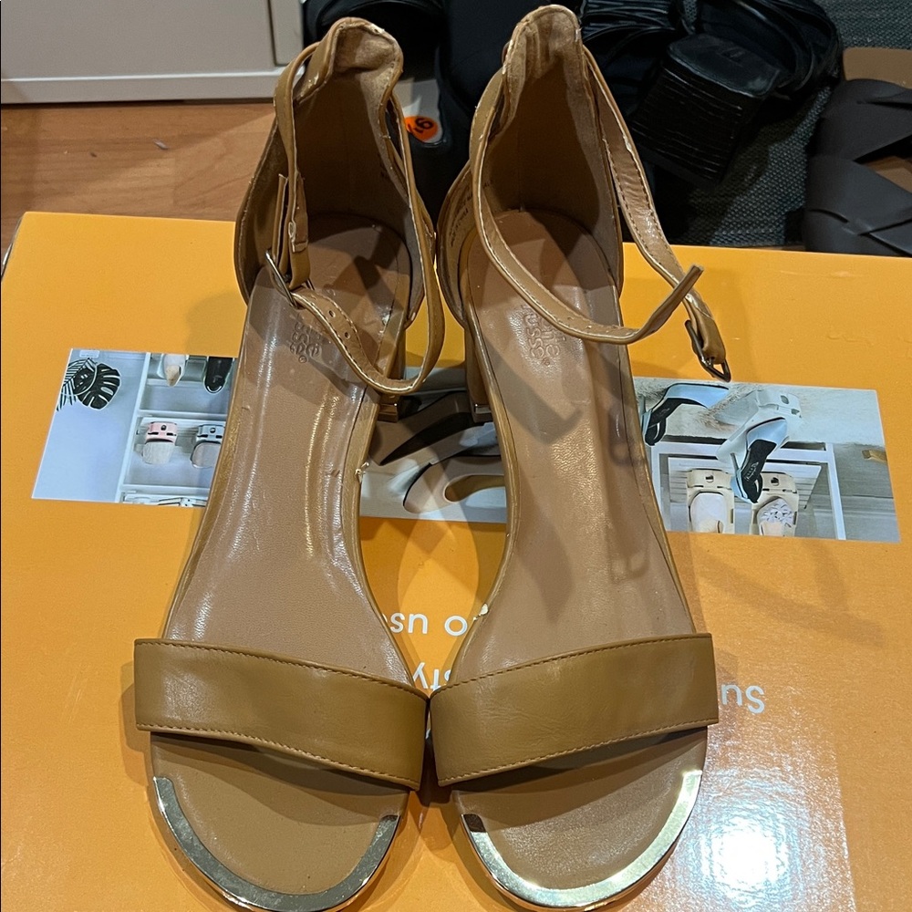 Charlotte Russe Camel Heels with Metallic Tips